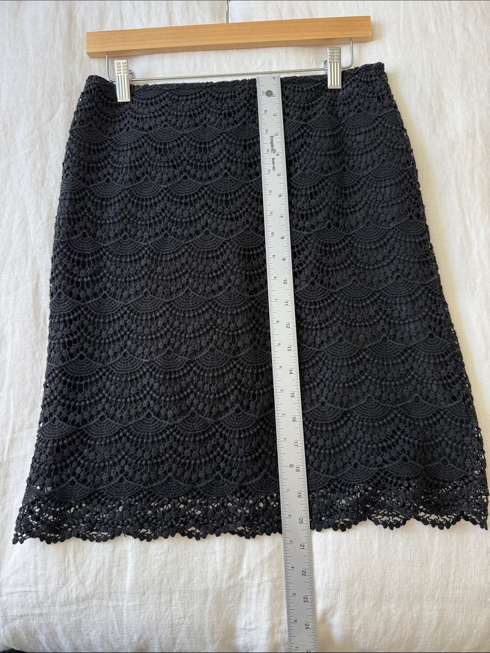 ELLE-Black Crochet Lace Skirt | Scalloped Hem | Boho |‎ Cottagecore Size 4 - Picture 10 of 11